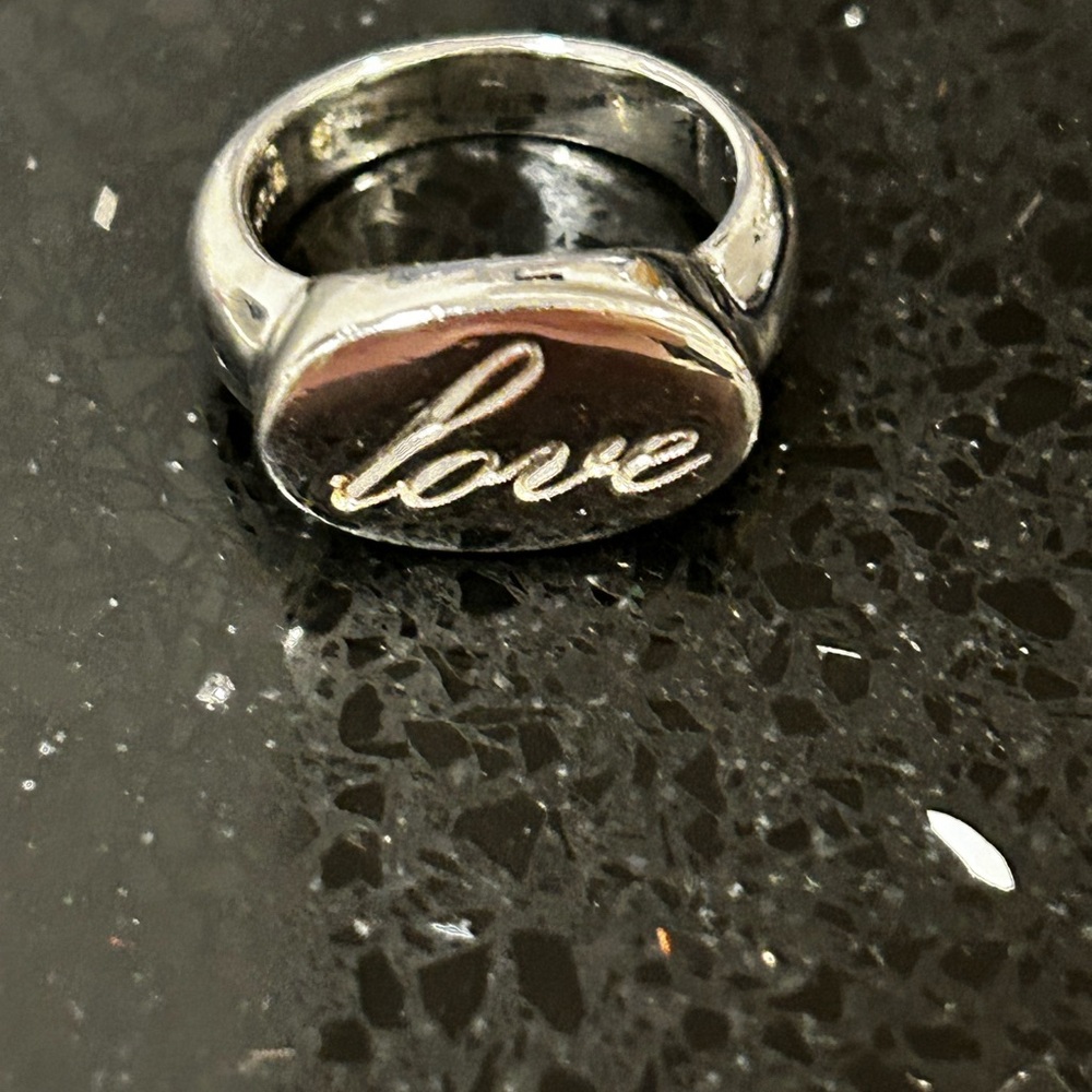 Silver 'Love' Engraved Ring